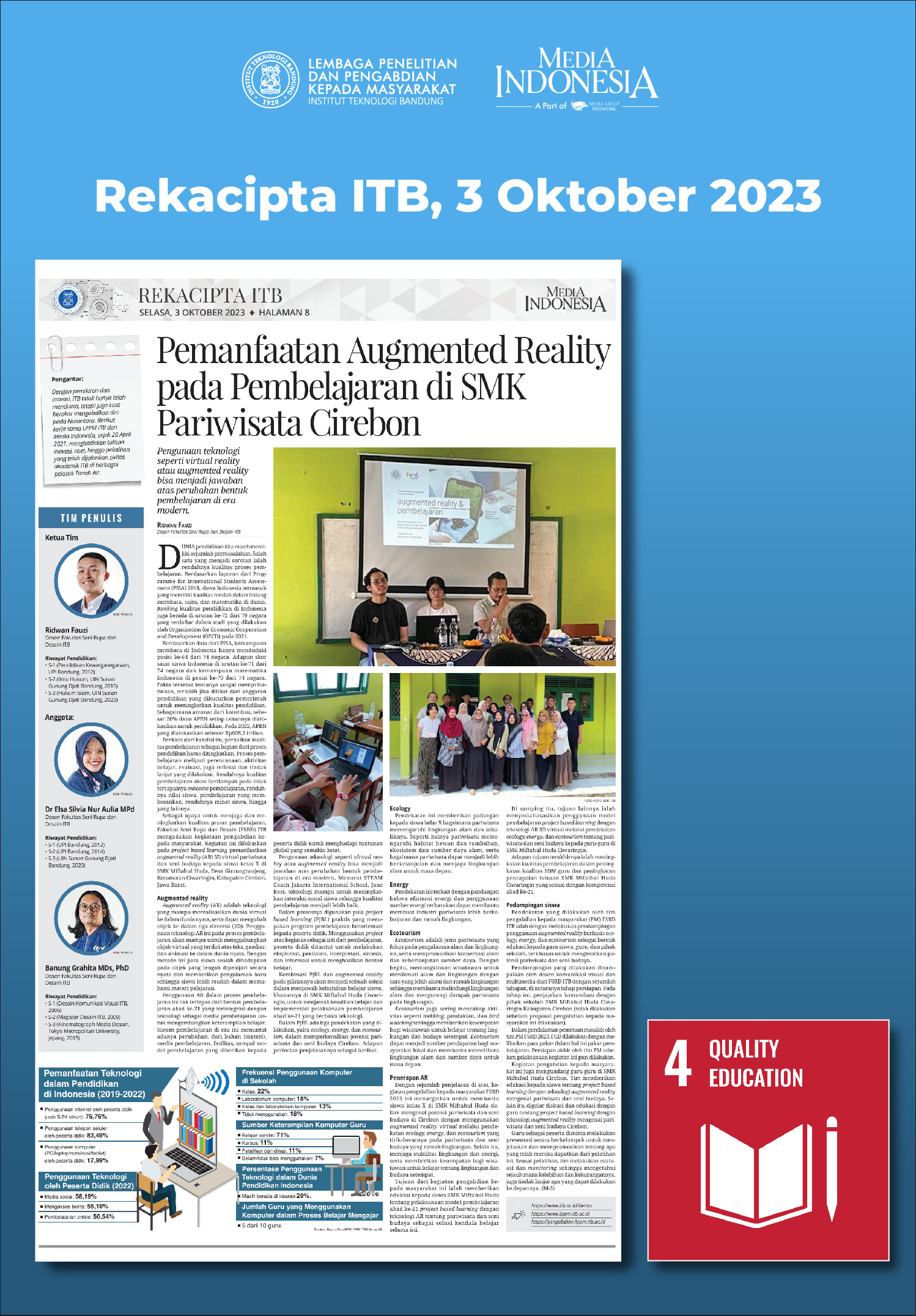Pemanfaatan Augmented Reality pada Pembelajaran di SMK Pariwisata Cirebon